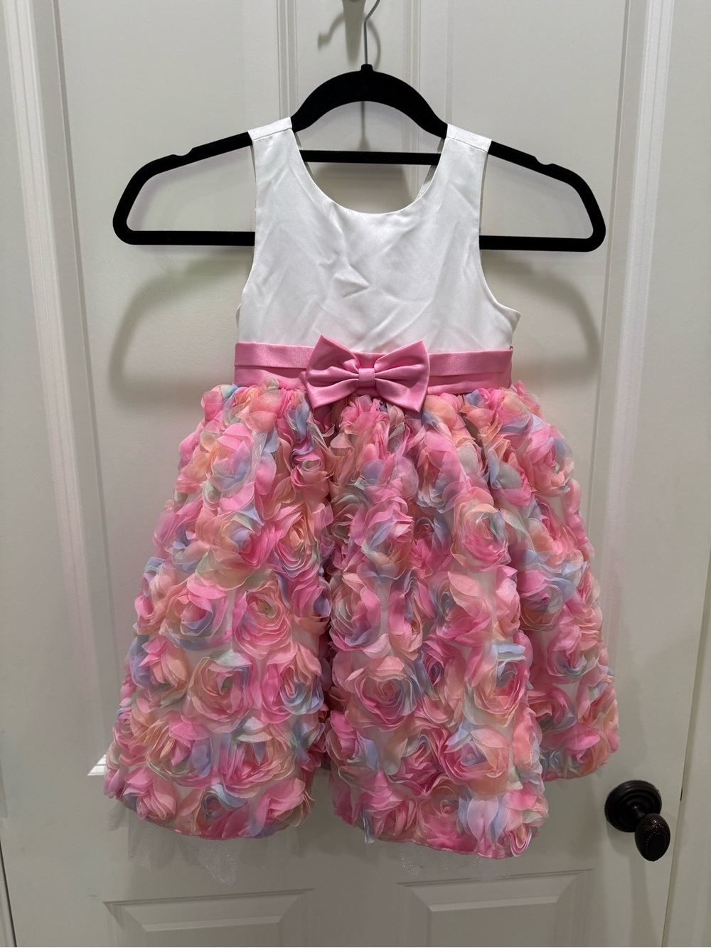 American Princess White and Pink Bow Rosette Party Dress